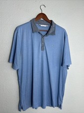 Travis Mathew Mens XL Short Sleeve Polo Shirt Golf Blue Gray