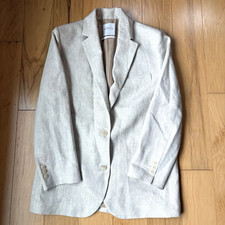 Mango MNG 100 Linen Oatmeal Blazer Jacket Women's Size Medium Unworn