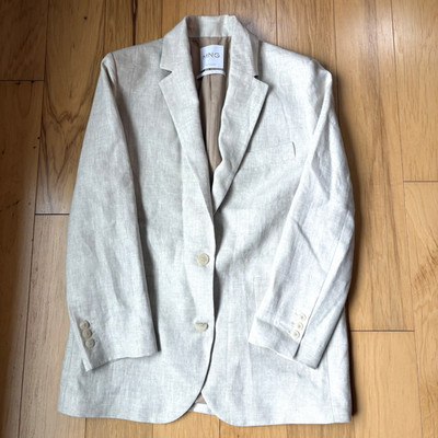 Mango MNG 100% Linen Oatmeal Blazer Jacket Women's Size Medium Unworn