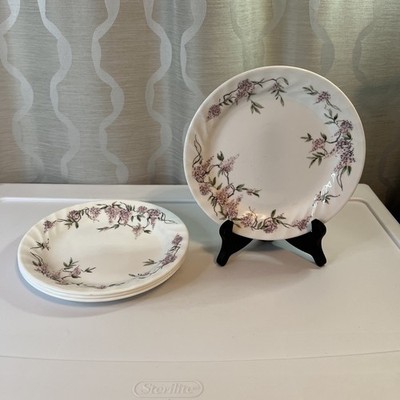 Set Of 4 Vintage Corelle By Corning Wisteria Salad Plates Glass