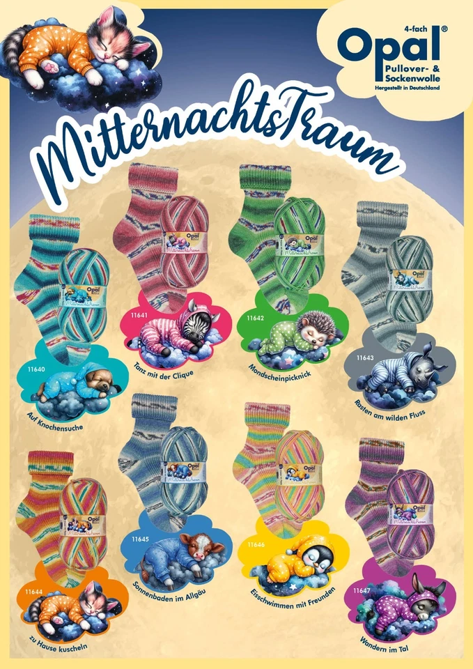 8 x 100 gr. Sockenwolle/Strumpfwolle Opal Mitternachtstraum TOP NEUHEIT