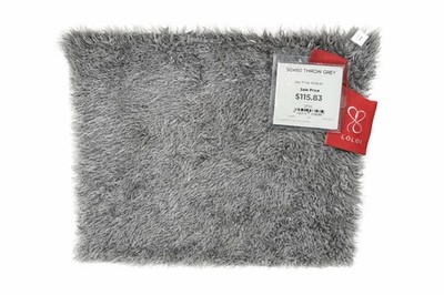 Loloi Luxury Faux Fur Throw Blanket Grey 50x60 Designer Soft Couch Sofa NWT