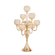Gold Candelabra with Crystal for Table top Centerpiece, 7 Arms 27.1 inch Tall...