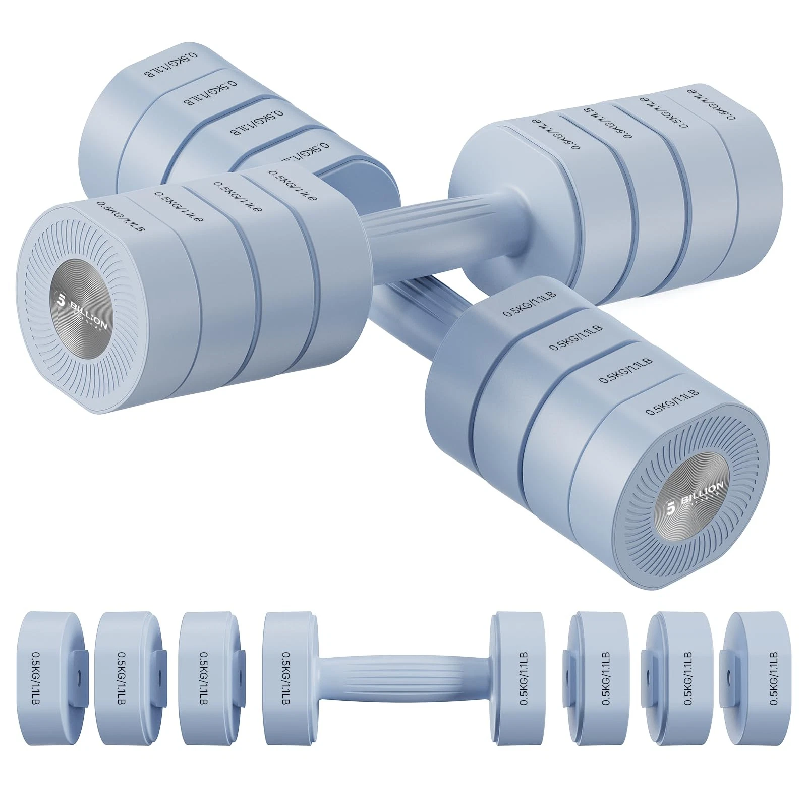 Adjustable Dumbbell Set of 2, Hand Weights for Women, Each 2.2/4.4/6.6/8.8 lb...