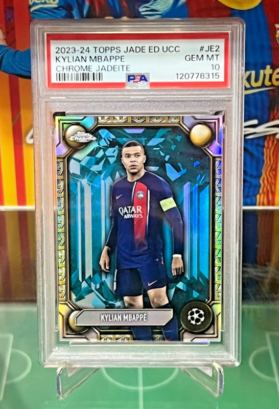 2023-24 Topps Jade UEFA Kylian Mbappe #JE-2 Chrome Jadeite PSA 10 Gem Mint