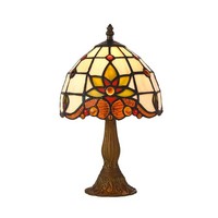 Klassische Tiffany Tischlampe - 1X40W/E14 - IP20 - Antikes Braun, Vielfarbig