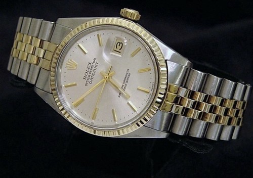 Rolex Datejust Mens 2Tone Yellow Gold & Stainless Steel Watch Silver Dial 16013