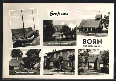 AK Born a. d. Darß, HO-Gaststätte Waldschänke, Gaststätte Borner Hof, Bauernhau 