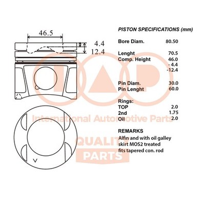 Complete Piston Series 100-13115 IAP QUALITY PARTS for Renault - Upgrade 050