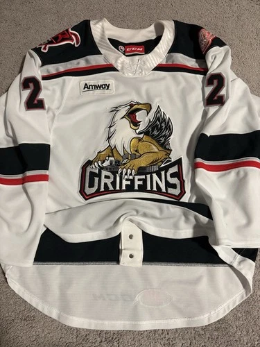 Game Worn Curti Grand Rapids Griffins Authentic CCM AHL Hockey Jersey 56 White