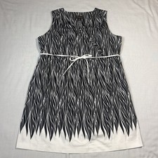 Dana Buchman Womens Sz 2X Sleeveless Dress Knee Length Faux Wrap Black & White