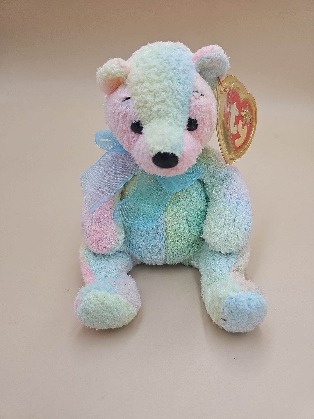 Ty Beanie Babies Mellow The Pastel Bear With Tags And Plastic Protector
