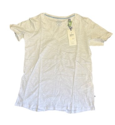 Joules Women s Celina Solid V Neck Short Sleeve Tee Shirt White Size 8R