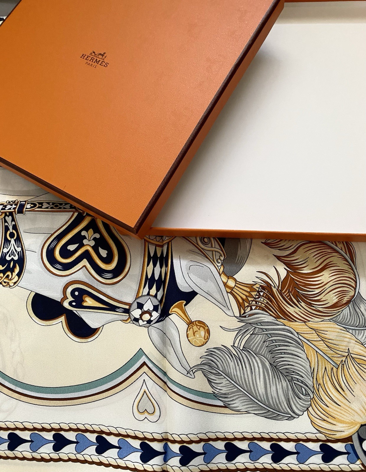 Hermes Silk Scarf Harnais de Coeur Carre 90