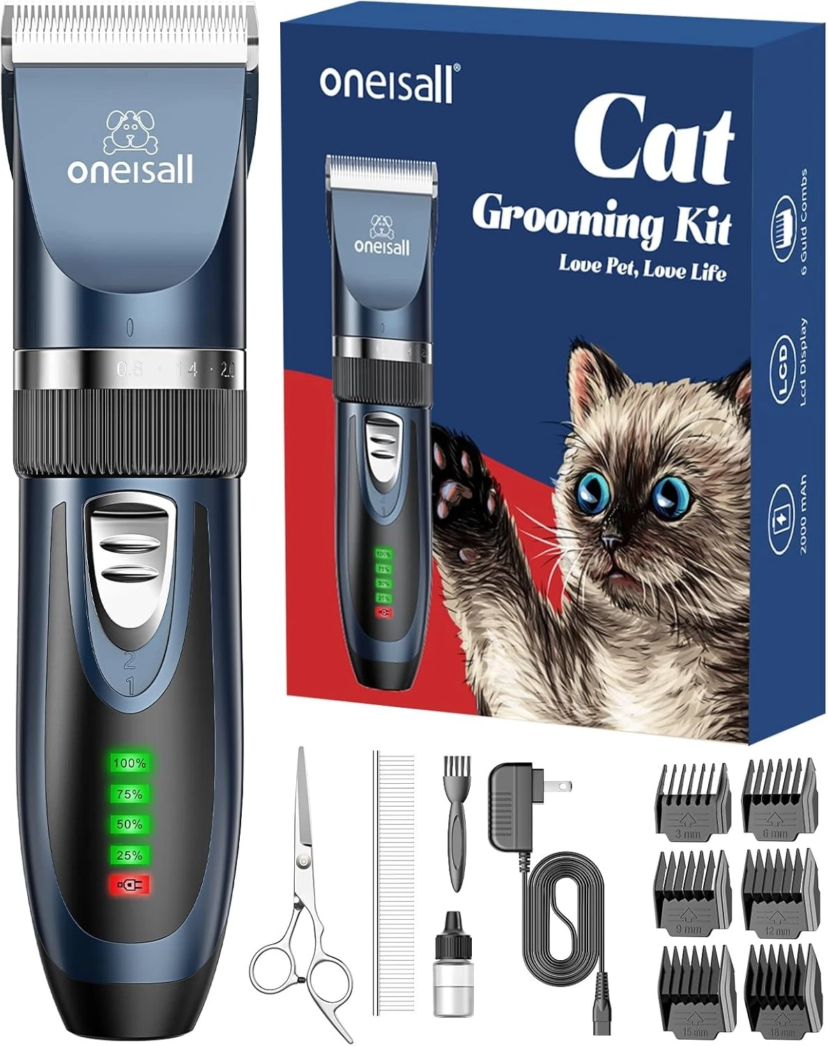 Quiet Cat Clippers Matted & Long Hair 2-Speed Cordless Pet Shaver Grooming Kit
