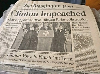 Washington Post Newspapers CLINTON IMPEACHED AND ACQUITTED HISTORICAL PAPERS.   