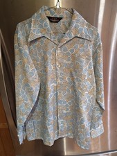 Vintage 70s Jaymar Sportswear Shirt Mens Medium Abstract Patterned Flowers New
