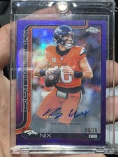 2025 Topps Chrome Bo Nix Purple Geometric Refractor AUTO #50/75