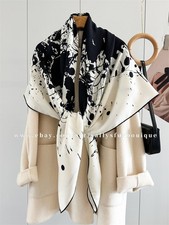 70% Cashmere 30% Silk Wrap Scarf Painting Print Double Face Shawl 53" New