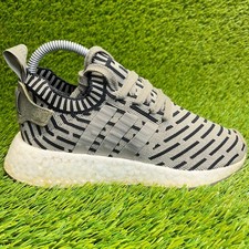 Adidas NMD R2 Primeknit Olive Black Boys Size 5Y Walking Running Shoes Sneakers