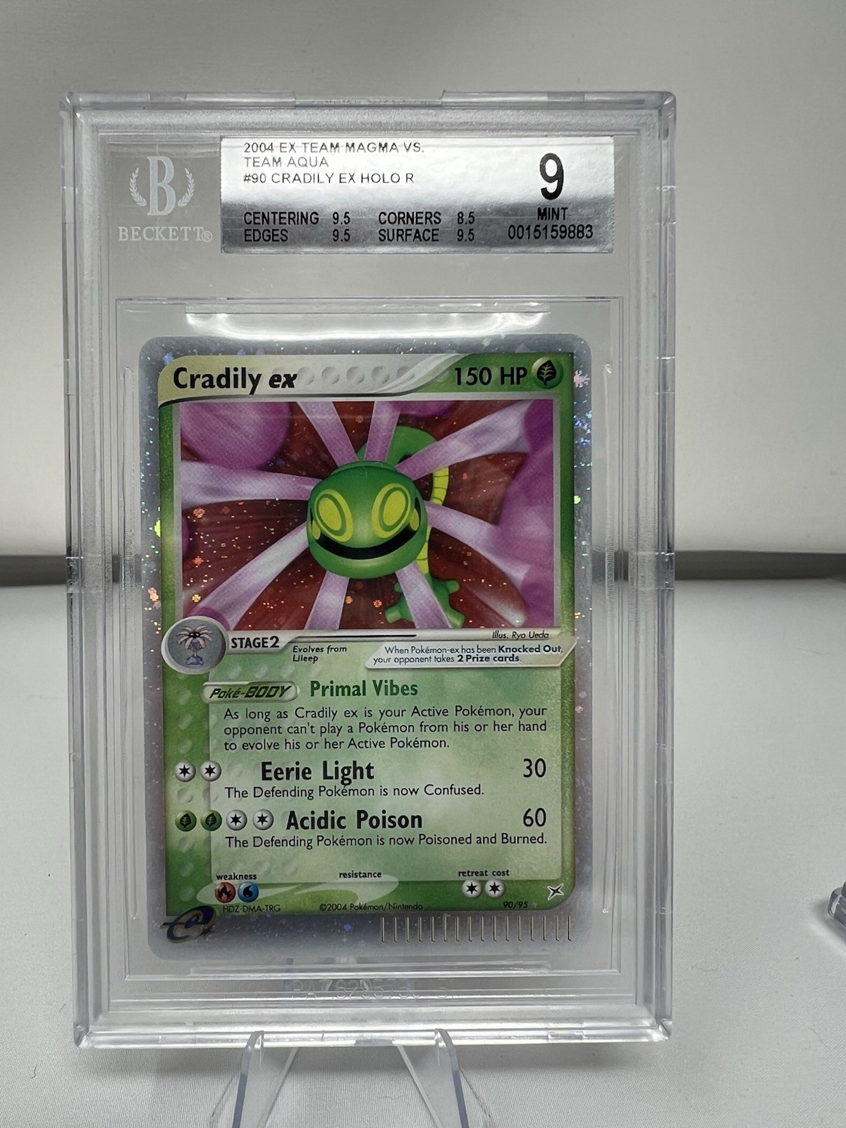 Pokemon 2004 EX Team Magma Cradily ex BGS 9