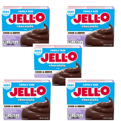 Jell-O Zero Sugar Cook & Serve Chocolate Pudding Mix - Family Size 2 oz (5 pk)