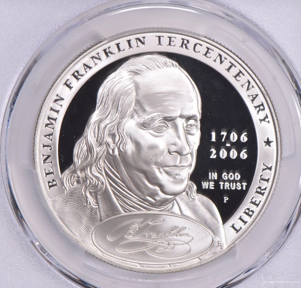 PR70 2006-P DCAM Ben Franklin Founder Commem. Silver Dollar PCGS Blue Lbl *0469 - Image 3 of 4