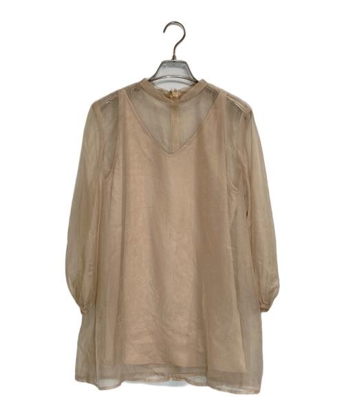 Ameri                    Sheer blouse beige 02110… - image 1