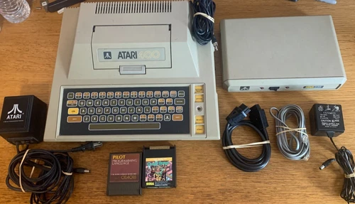 Atari 400 Computer and Atari 835 Modem Bundle with Power Supply, Adapters, Games
