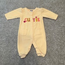 Carters Vintage Baby Girl Yellow Fleece Cutie Sleepsuit Romper 6M 
