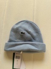 Lacoste Baby Blue Roll Up Beanie Hat Authentic Rrp £54