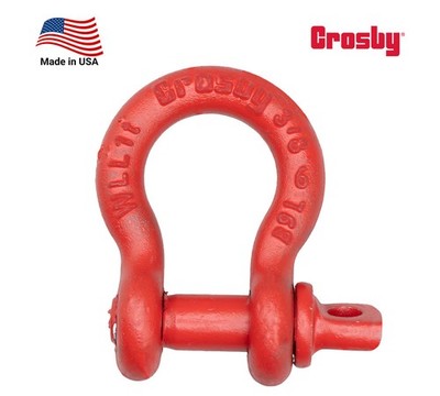 Crosby S-209 3/8''Anchor Shackle w/Alloy Screw Pin 2,200 lbs WLL, 1018428, Red