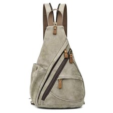 PU Leather Sling Bag - Small Crossbody Backpack Shoulder 6881-pu-olive Green