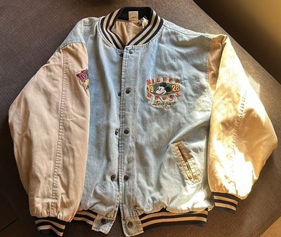 Disney Mickey Mouse League Vintage 90s Denim Varsity Bomber Jacket