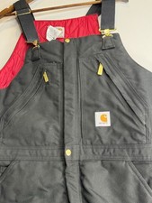 Carhartt R38-BLK Quilt Lined Bib Overalls Black Duck Canvas 38x28 Mexico