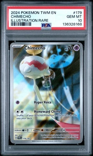 Pokémon TCG Chimecho Holo Card 179/167 Twilight Masquerade Series PSA 10