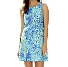 Lilly Pulitzer Lilly s Lagoon Cathy Shift Dress Size 00 Blue Multicolor Preppy