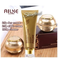 AILKE  24k Collagen whitening 2In1 SkinCare Set 4 Night & Day + Amino Cleanser