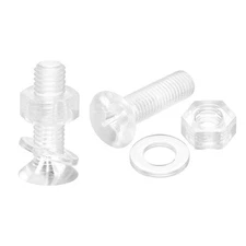 M8 x 30mm PC Plastic Phillips Machine Screws with Nuts and Flat Washers 20 Sets
