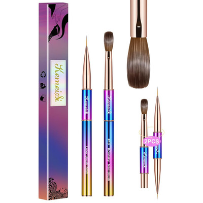 2PCS Nail Brushes - Oval Shaped Professional Acrylic Design Tools - Kolinsky Nai