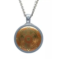 Dharma Wheel Magic Necklace Talisman Pendant 20" Chain Buddhist Good Fortune Uk
