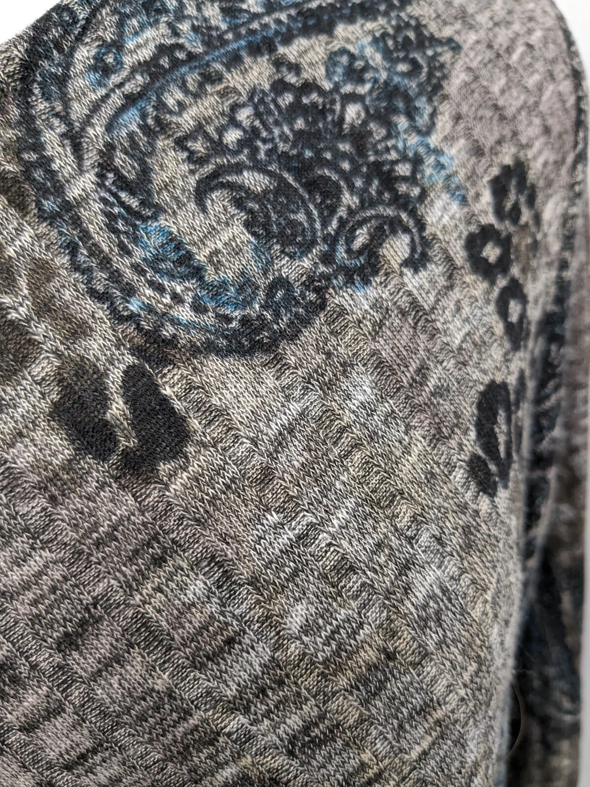 Top Tunica Alyx Grigio Verde Leopardo Paisley Stampa Morso di Squalo Flowy Stretch 3X