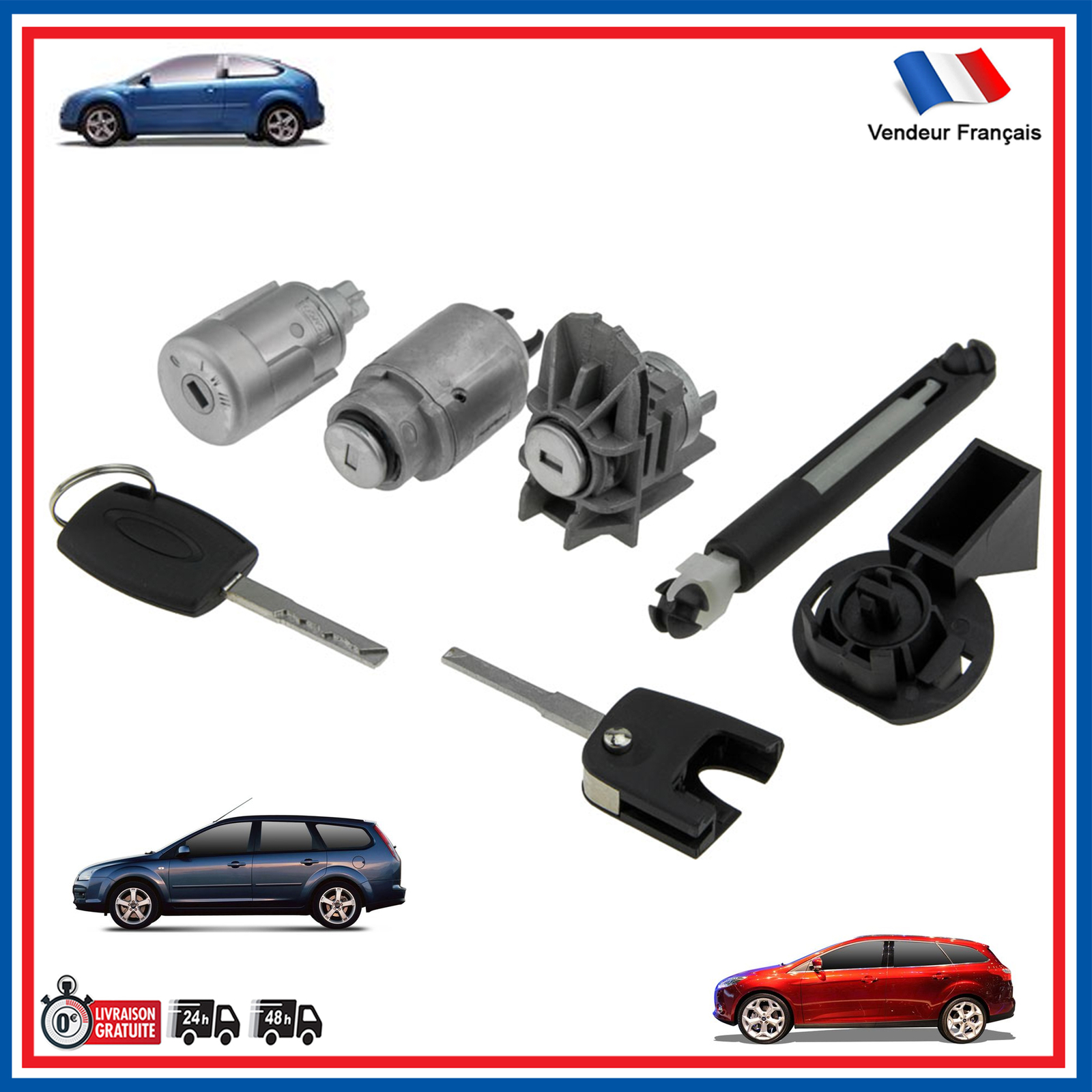 Kit serrures de portes métalliques 4995113 avec cylindres de rechange et clés pour châssis 2004-2011