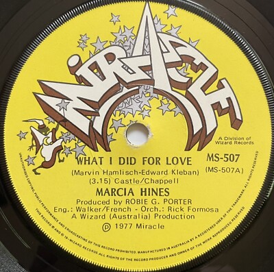 Marcia Hines What I Did For Love Vinyl Record 7  45 RPM MS-507 Wizard 1977 OG