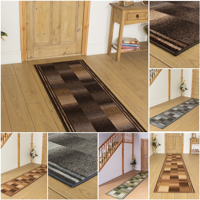 Brown Leaves Rug Runner Contemporary Floor Area Long Hallway Mat Backing 7 ft