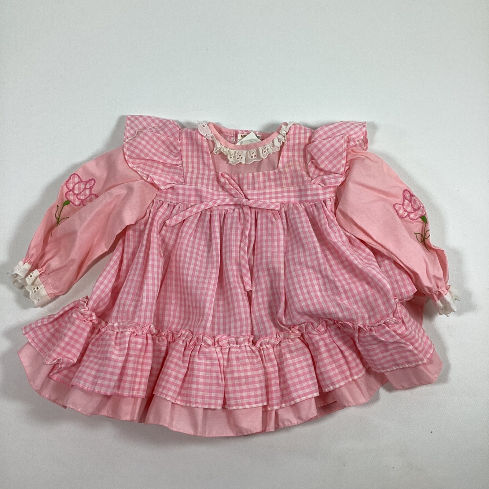 Vtg Toddle Time JCPenney Baby Girls Pink Gingham Dress Size 1/2
