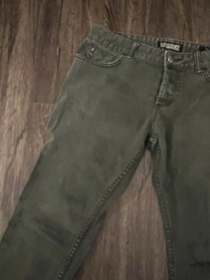 Pantalones de mezclilla para hombre Lip Service Garage elásticos con botones 31x32. Usado en excelente estado. Gris. Negro. Desteñido Foto 3 de 4