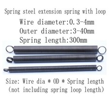 1pcs Extension spring with loop Wire dia 0.3mm-4mm Outer dia 3-40mm Length 300mm