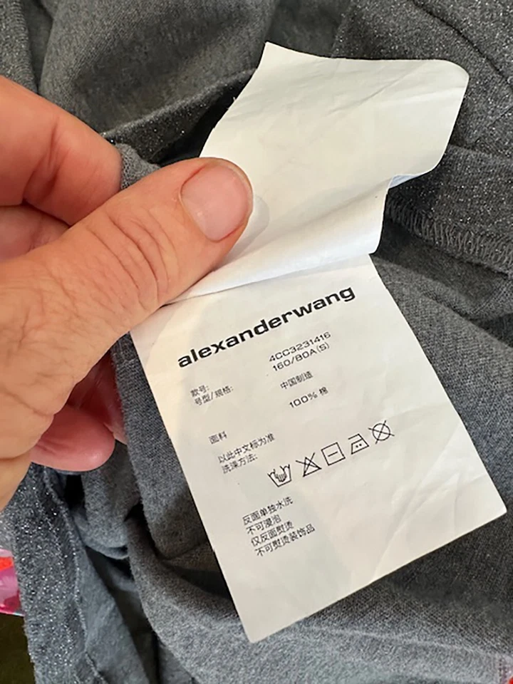 Designer T Alexander Wang Size S Grey Cotton Glitter Women's T-Shirt - image 3 of 4