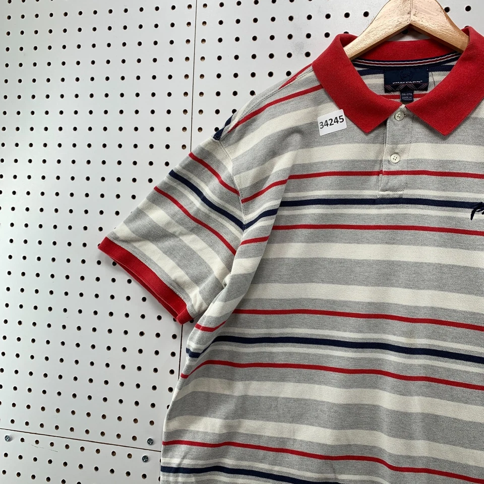 Vintage 90s Phat Farm Polo Shirt Mens 2XL Gray White Striped Hip Hop 24.5x28.5 - Image 4 of 4